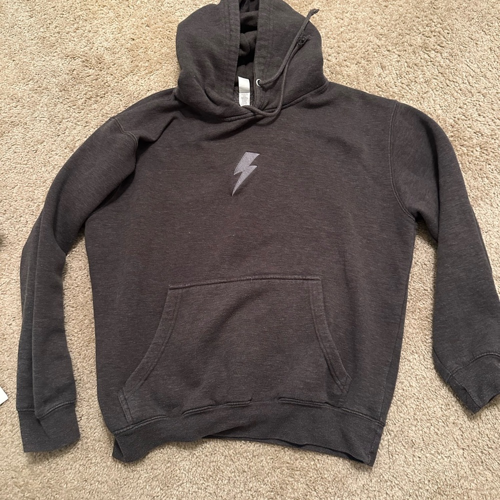 Men's Black Hoodie with Lightning Bolt